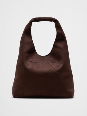 BANANA REPUBLIC Suede Slouchy Tote in Chocolate Brown